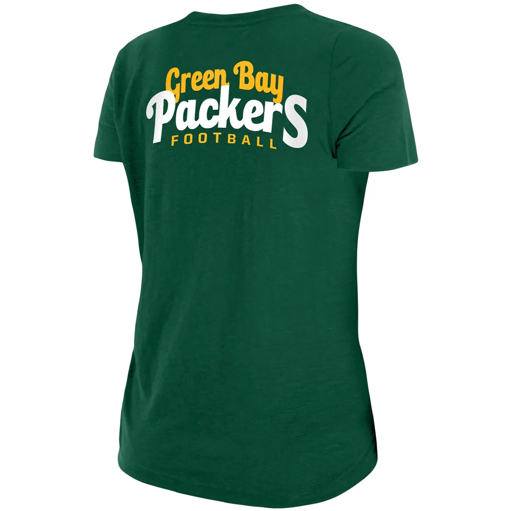 Women's New Era Green Green Bay Packers Slub T-Shirt with Front Twist Knot