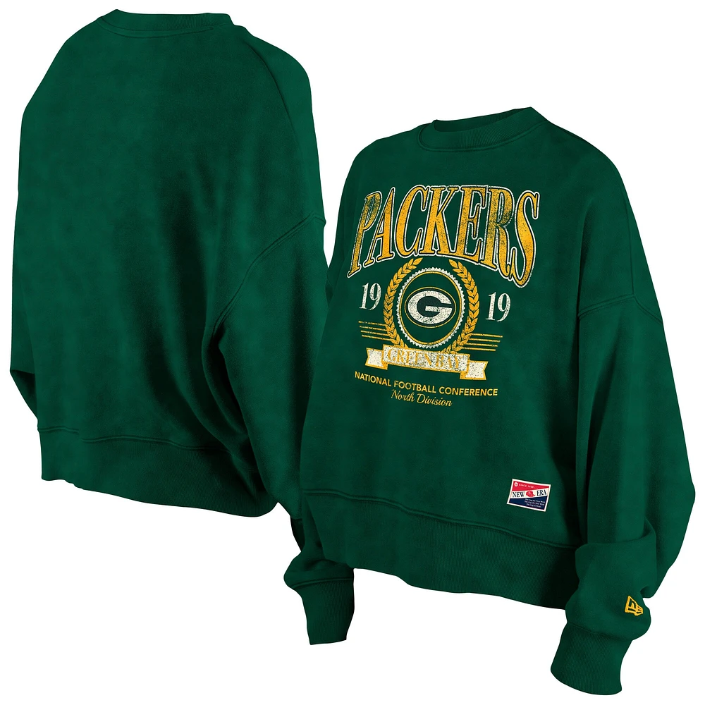 Women's New Era Green Bay Packers Throwback Boxy Sweatshirt