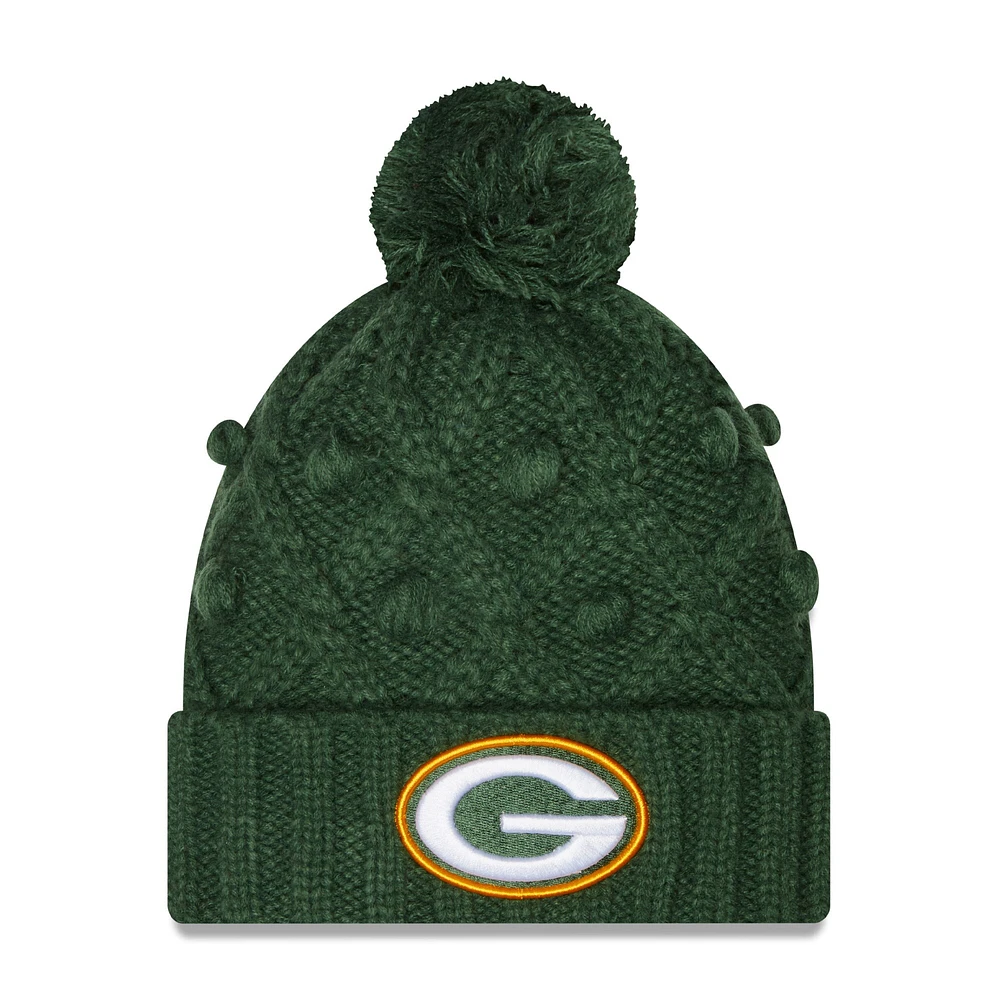 Women's New Era Green Green Bay Packers Toasty Cuffed Pom Knit - Hat