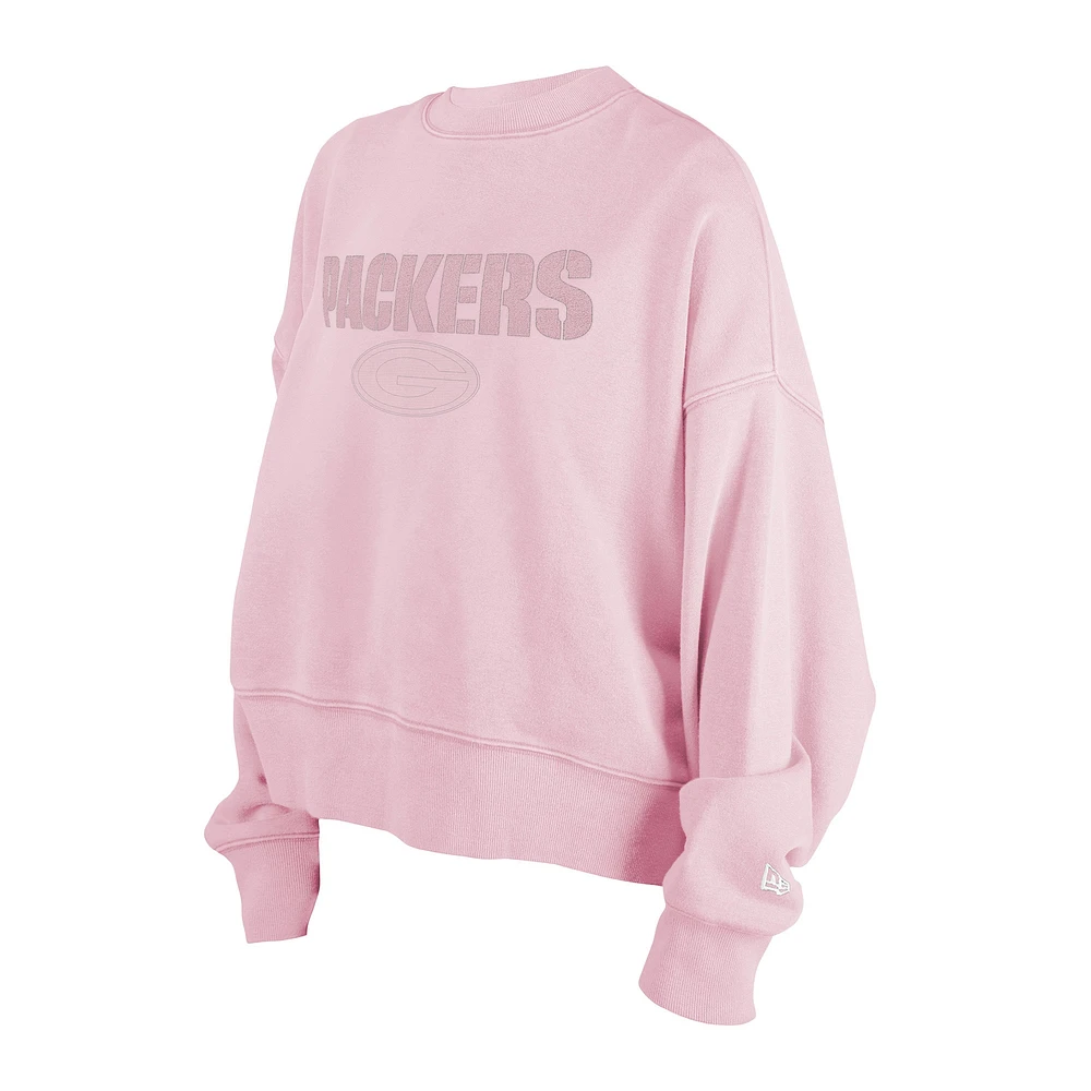 Women's New Era Pink Green Bay Packers Cozy Pullover Sweatshirt