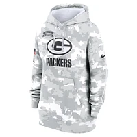 Women's Nike Arctic Camo Green Bay Packers 2024 Salute To Service Club Fleece Oversized Pullover Hoodie