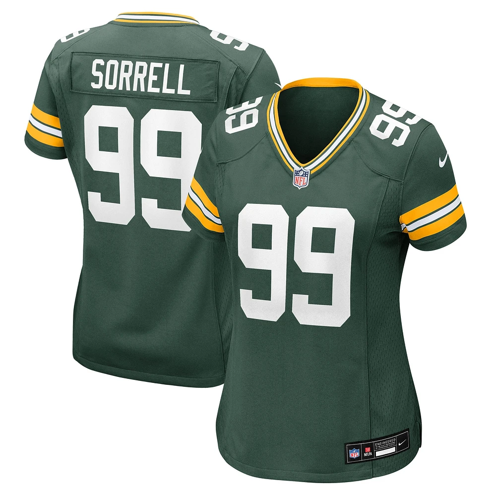 Maillot Nike Barryn Sorrell vert pour femme des Green Bay Packers