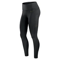 Women's Nike Black Green Bay Packers Edge Wordmark Performance Leggings