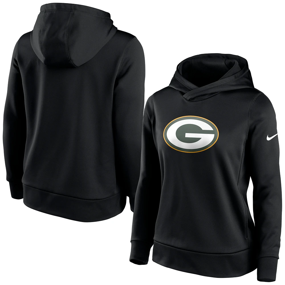 Women's Nike Black Green Bay Packers Lightweight Performance Hooded Top