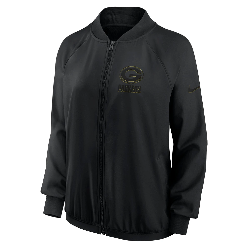 Women's Nike Black Green Bay Packers Raglan Full-Zip Jacket