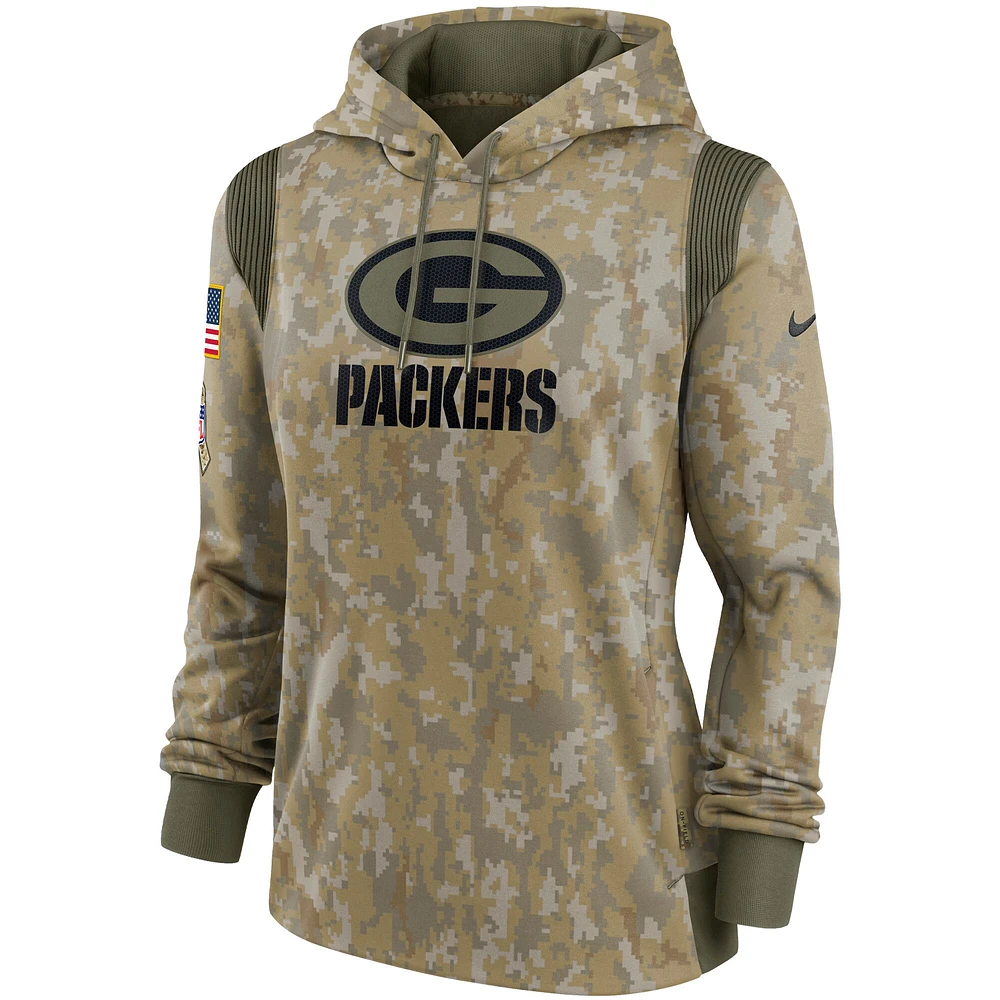 Nike Camo Green Bay Packers 2021 Salute To Service pour femme - Therma Performance Pullover Hoodie