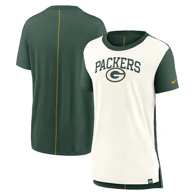 Women's Nike Cream/Green Green Bay Packers Wordmark Tri-Blend T-Shirt