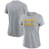 Women's Nike Gray Green Bay Packers 2023 NFL Playoffs Iconic T-Shirt