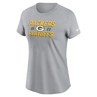 Women's Nike Gray Green Bay Packers 2023 NFL Playoffs Iconic T-Shirt