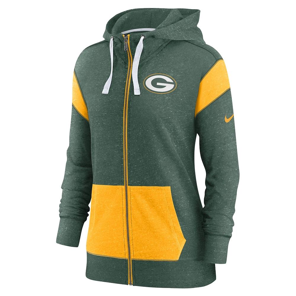 Women's Nike Green/Gold Green Bay Packers Monaco - Full-Zip Hoodie