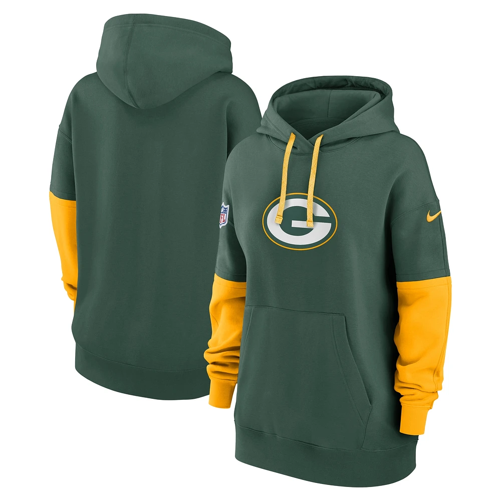 Women's Nike Green Bay Packers 2024 Sideline Essential Fleece Pullover Hoodie