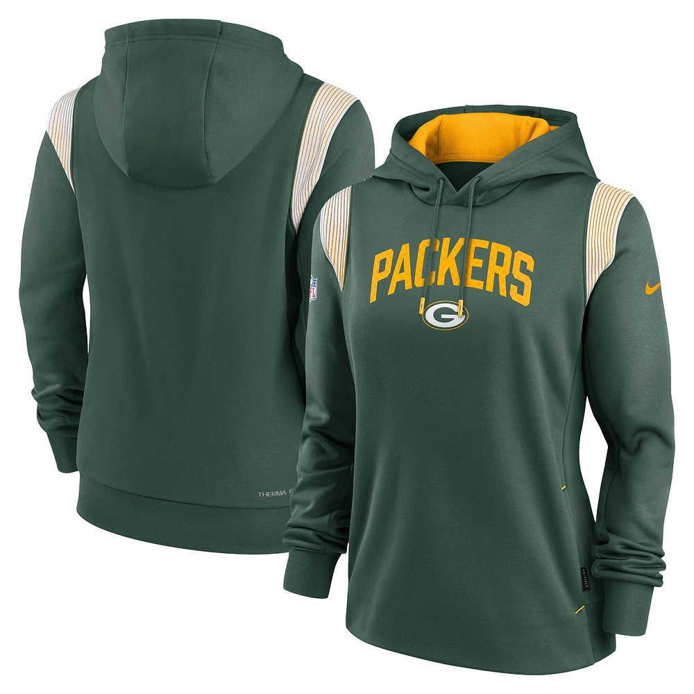 Nike Vert Green Bay Packers Athletic Stack Performance pour femme - Chandail à capuchon