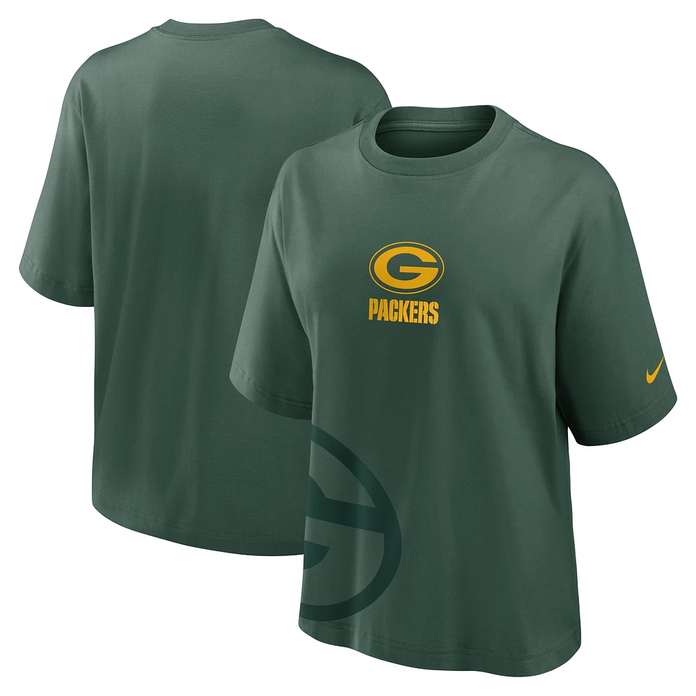 T-shirt Nike vert pour femme Green Bay Packers Boxy