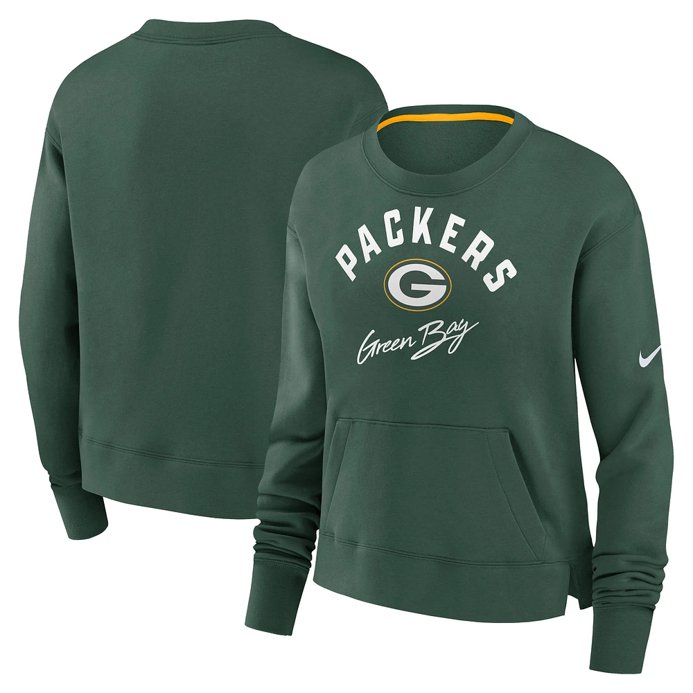 Sweat-shirt à enfiler Nike Green Bay Packers High Hip Fleece pour femme, vert