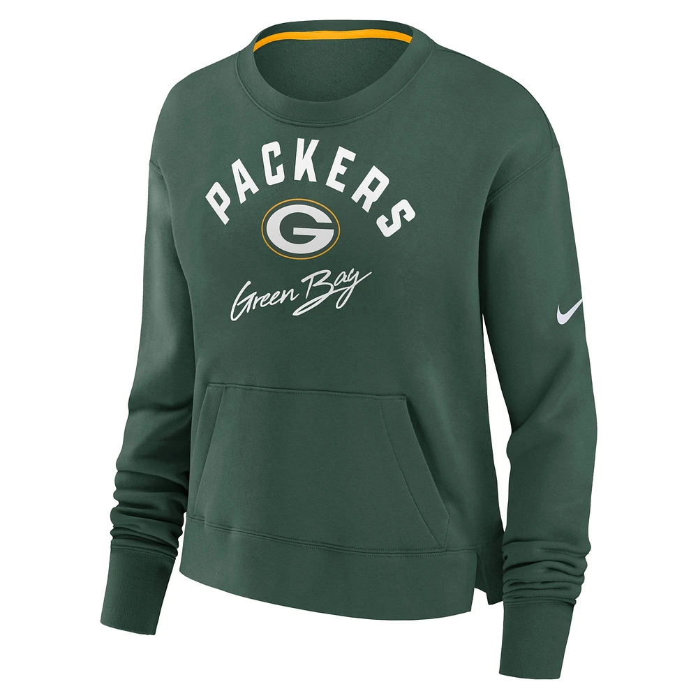 Sweat-shirt à enfiler Nike Green Bay Packers High Hip Fleece pour femme, vert