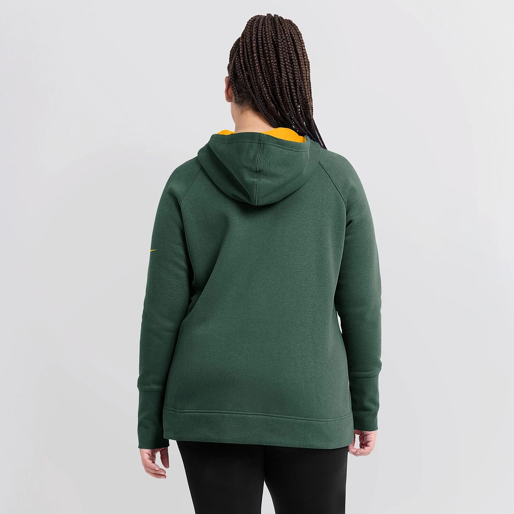 Sweat à capuche entièrement zippé manches raglan Nike Green Bay Packers Primetime pour femme Vert