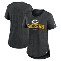 T-shirt tri-mélange tendance Nike Heather Black Green Bay Packers pour femme