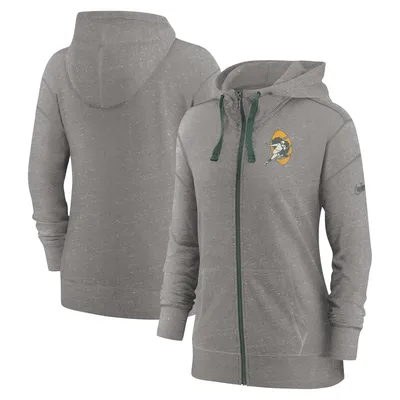 Men's New Era Heathered Green Green Bay Packers Brushed Hoodie T-Shirt