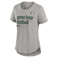 Women's Nike  Heather Gray Green Bay Packers Fashion Tri-Blend T-Shirt