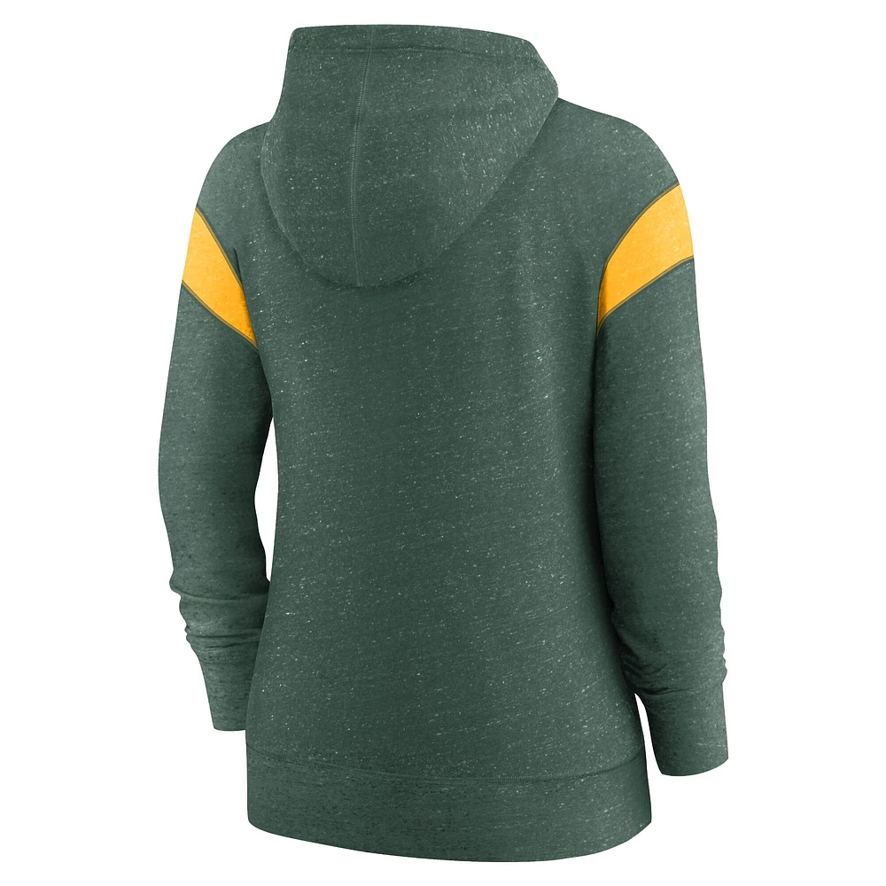 Women's Nike Heather Green/Heather Gold Green Bay Packers Monaco Lightweight Full-Zip Hoodie