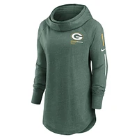 Nike Heather Green Bay Packers Minimal Statement Sweat à capuche léger col cheminée raglan pour femme