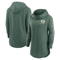 Nike Heather Green Bay Packers Minimal Statement Sweat à capuche léger col cheminée raglan pour femme