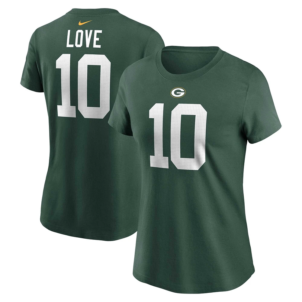 T-shirt avec nom et numéro du joueur Nike Jordan Love Green Bay Packers pour femme