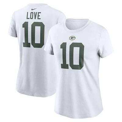 Women's Nike Jordan Love White Green Bay Packers Player Name & Number T-Shirt