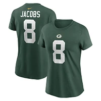 T-shirt avec nom et numéro de joueur Nike Josh Jacobs Green Bay Packers pour femme