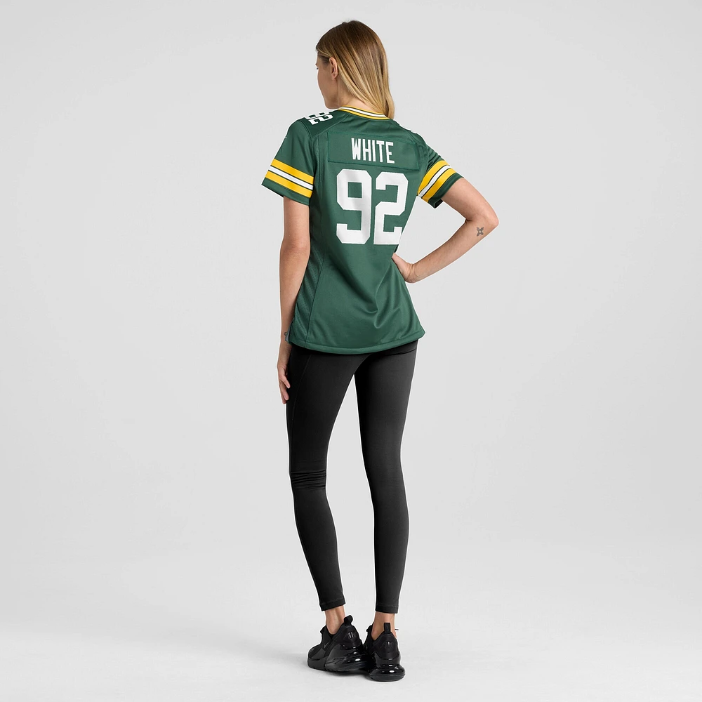 Maillot de joueur retraité Nike Reggie blanc vert Green Bay Packers pour femme