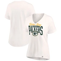 T-shirt léger à col en V pour femme Oatmeal Green Bay Packers Motivating Force