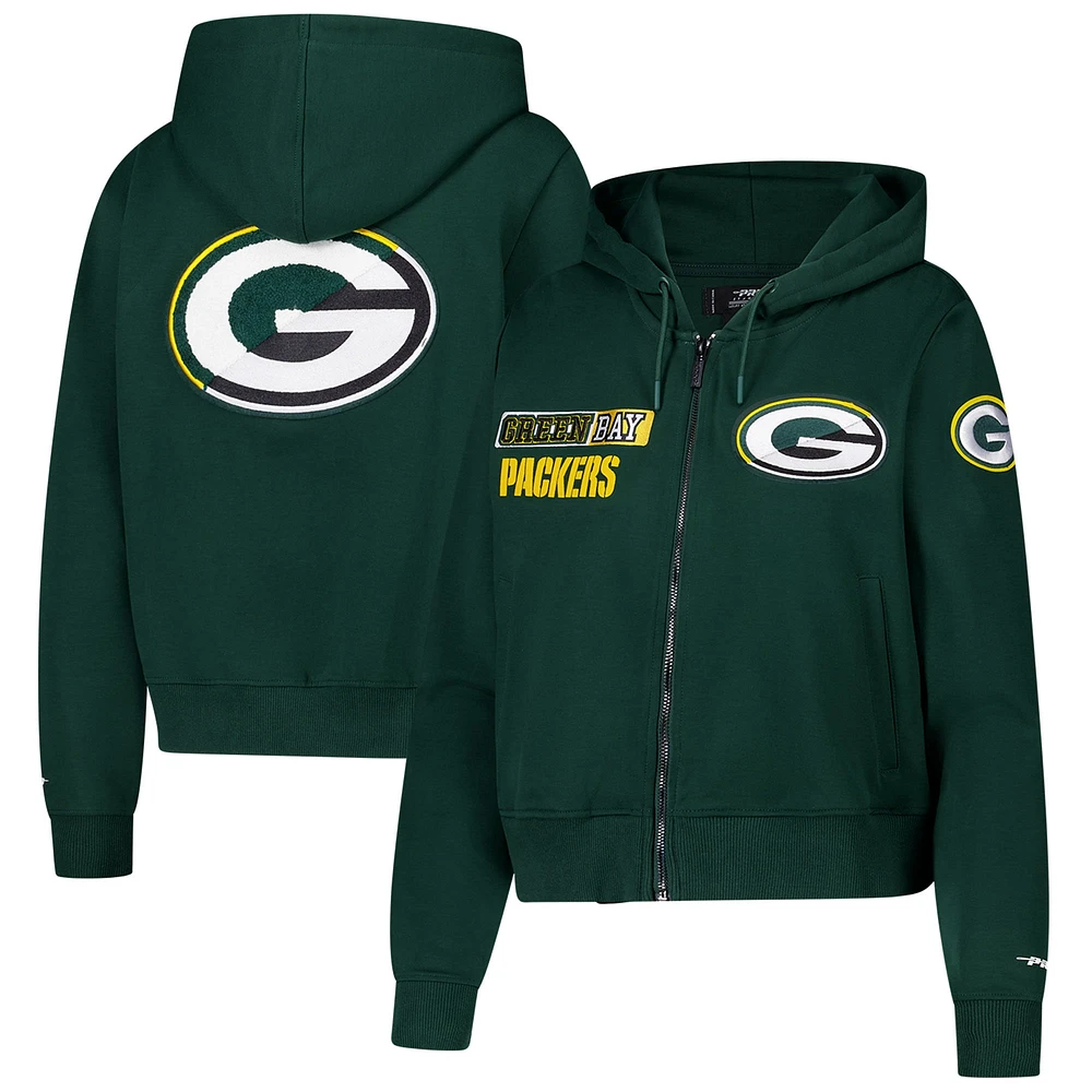 Sweat à capuche zippé avec logo fendu Pro Standard Green Bay Packers pour femme