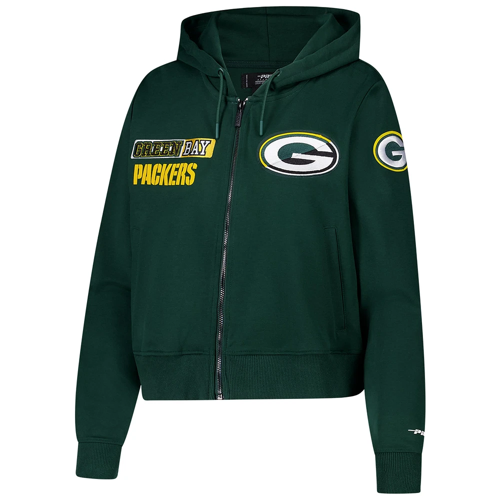 Sweat à capuche zippé avec logo fendu Pro Standard Green Bay Packers pour femme