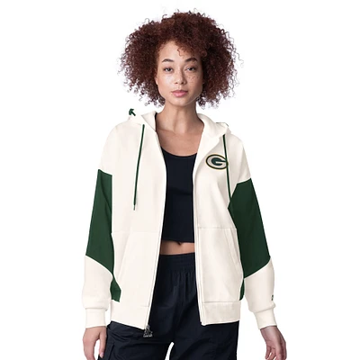 Women's Starter White Green Bay Packers Scrimmage Full-Zip Hoodie