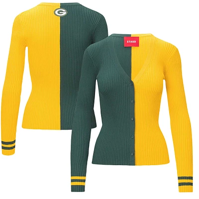 Women's STAUD Green/Gold Green Bay Packers Cargo Sweater