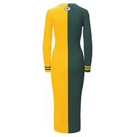 Women's STAUD Green/Gold Green Bay Packers Shoko Knit Button-Up Sweater Dress