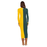 Women's STAUD Green/Gold Green Bay Packers Shoko Knit Button-Up Sweater Dress