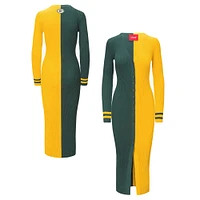 Robe pull boutonnée en tricot Shoko STAUD vert/or Green Bay Packers pour femme