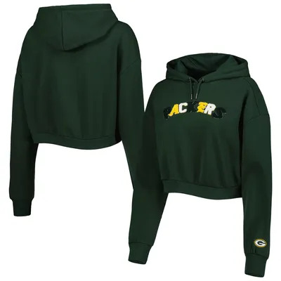 Green Bay Packers The Wild Collective Women's Cropped Pullover Hoodie