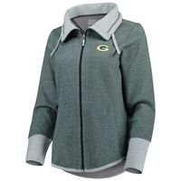 Women's Tommy Bahama Heathered Green Bay Packers Sport Sun Fade Full-Zip Sweatshirt