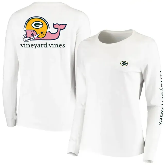 Vineyard Vines Women's White Green Bay Packers Helmet Long Sleeve T-Shirt - White