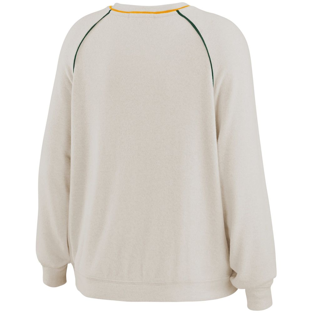 Women's WEAR by Erin Andrews Cream Green Bay Packers Tri-Blend Raglan Pullover Sweatshirt & Pants - Lounge Set