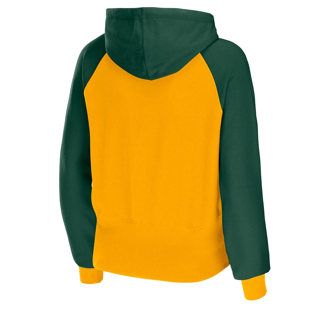 Sweat à capuche léger entièrement zippé blocs de couleurs Gold Green Bay Packers pour femme WEAR by Erin Andrews