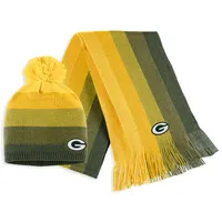 Women's WEAR by Erin Andrews Gold Green Bay Packers Ombre Pom Knit Hat and Scarf Set