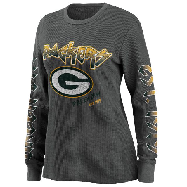 WEAR by Erin Andrews Grey Green Bay Packers pour femmes - Haut thermique à manches longues