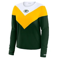 T-shirt à manches longues tri-blend vert/doré chevrons des Packers de Green Bay pour femme WEAR by Erin Andrews