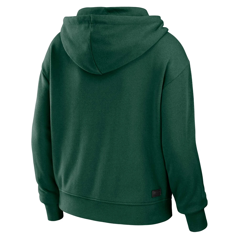 Sweat à capuche zippé blocs de couleurs grande taille vert/blanc Green Bay Packers pour femme par Erin Andrews