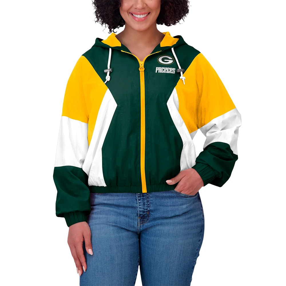 Women's WEAR by Erin Andrews Green/Yellow Green Bay Packers Plus Color Block Full-Zip Windbreaker Jacket