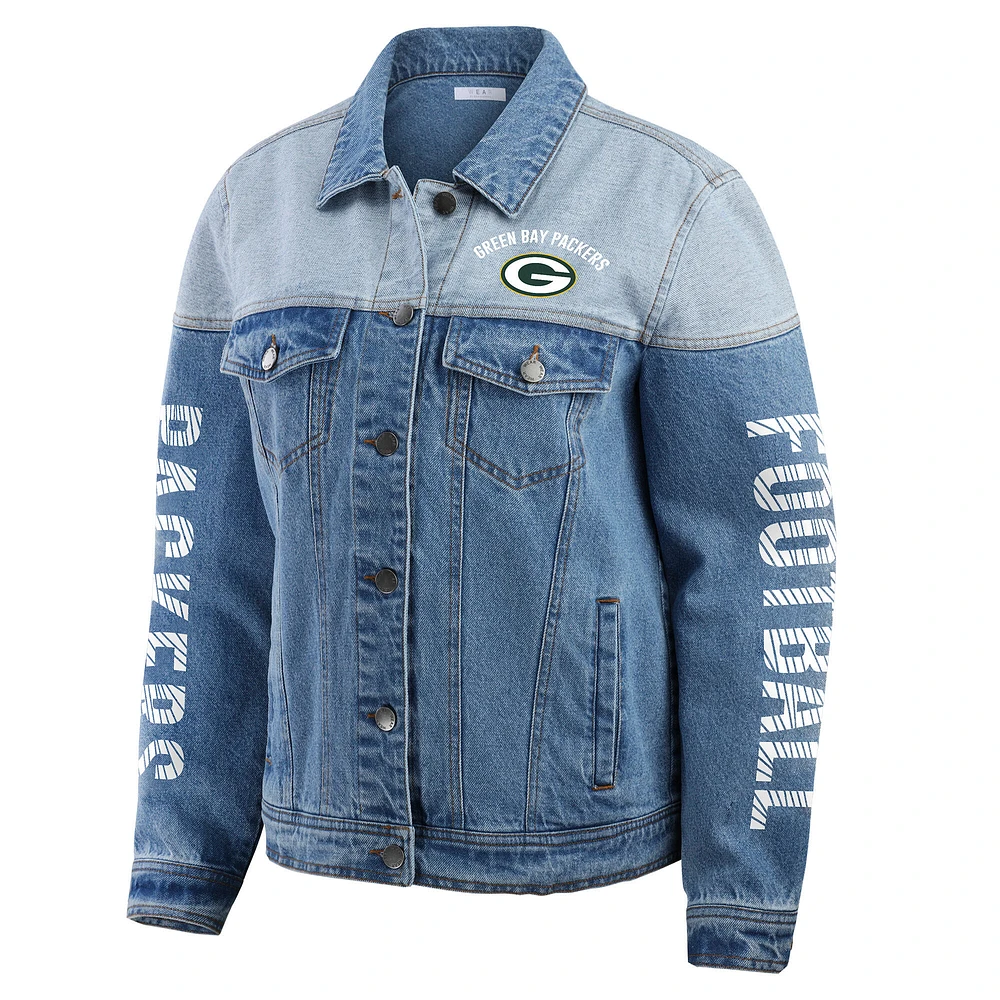 Veste en jean boutonnée pour femme WEAR by Erin Andrews des Green Bay Packers