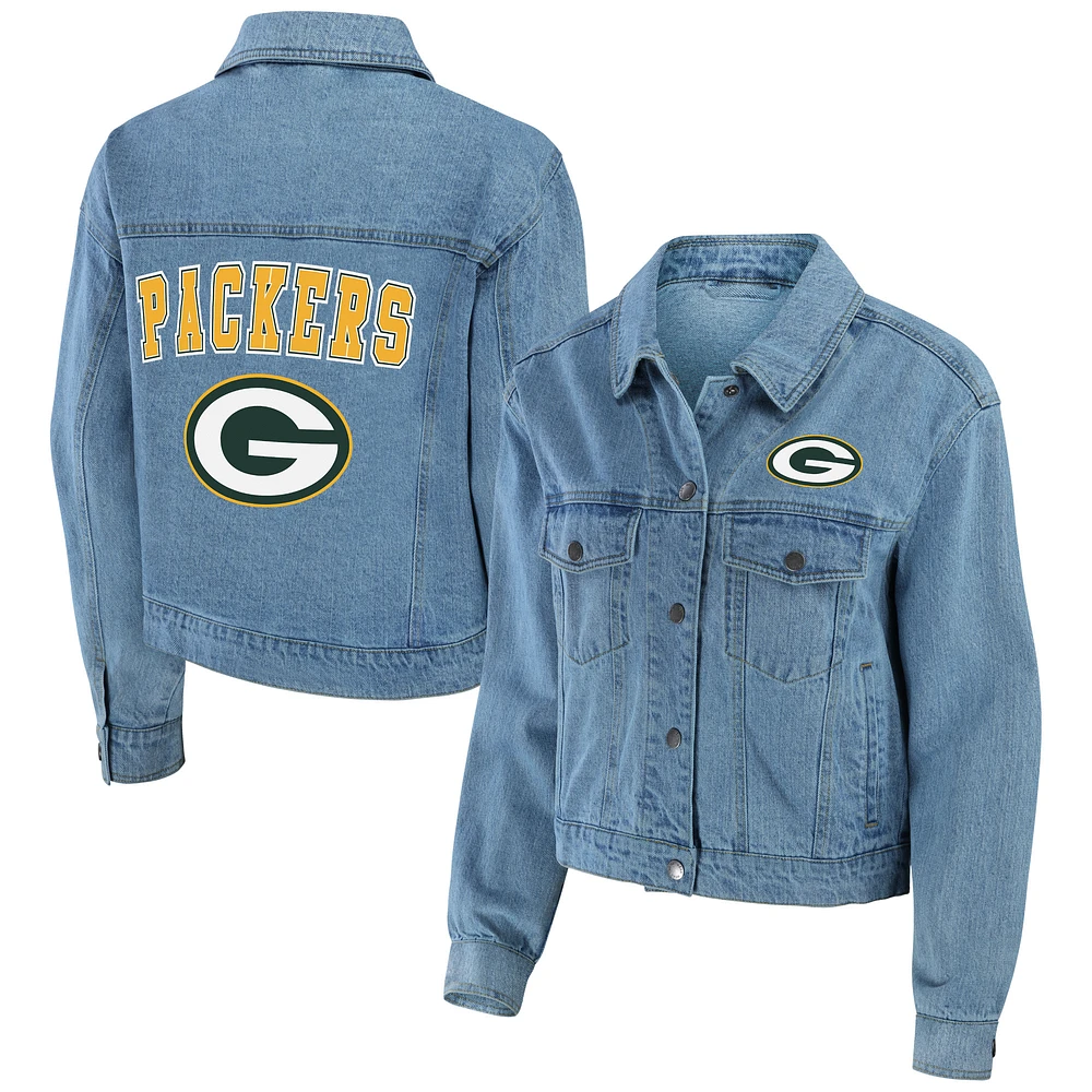 Veste en jean à boutons-pression pour femme WEAR by Erin Andrews des Green Bay Packers